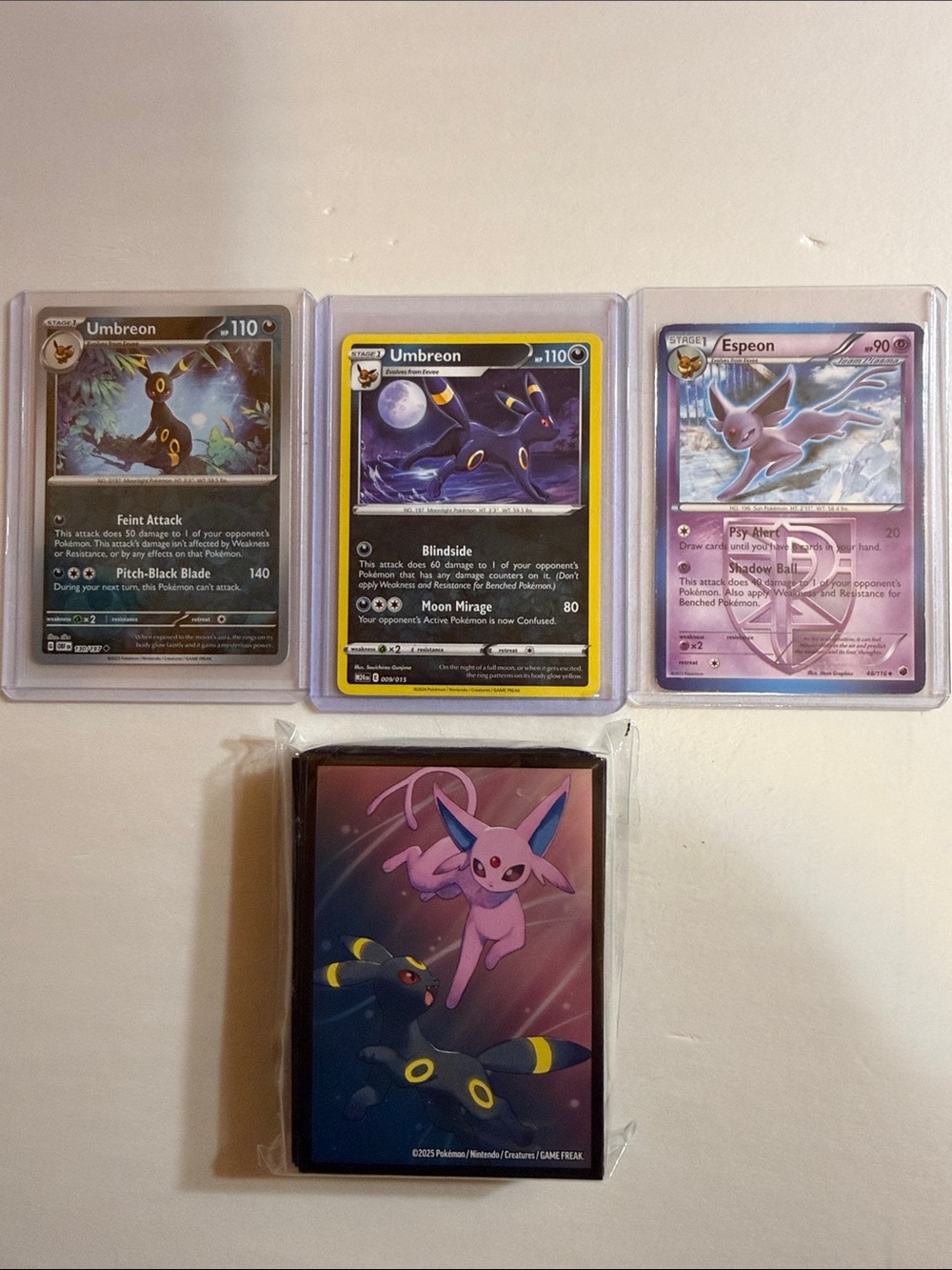 Espeon & Umbreon Dual Artwork Card Sleeves - Pink & Black & sleeves